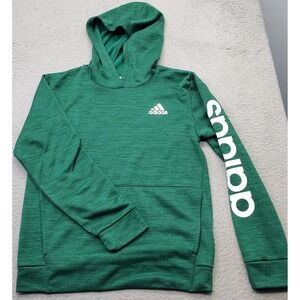 Adidas Hoodie Youth 14/16 Green Space Dye Tech Fleece Lined Regular Fit Pullover